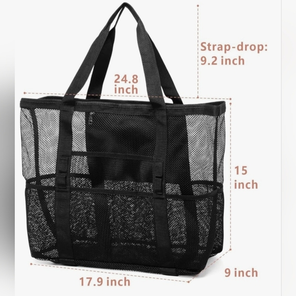 Black Mesh Beach Bag Tote.  New With Out Tags. - Picture 1 of 8